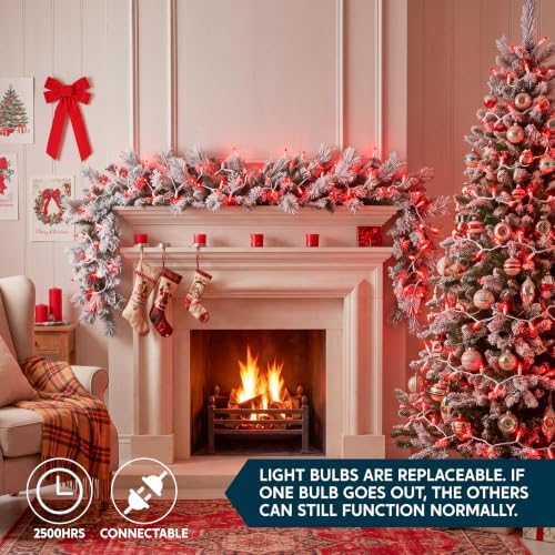 Joiedomi Christmas String Lights Indoor,100 Count Mini Red Light,21.4 FT Lighting Decor for Patio Dorm Classroom Bedroom Holiday Wedding Party Garland Birthday Festival,White Wire