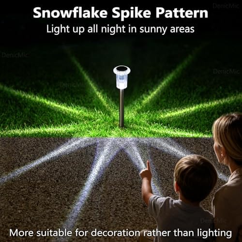 DenicMic Solar Lights Outdoor Waterproof 10 Pack Pathway Lights Cool White
