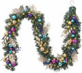 Riceshoot 6ft Peacock Christmas Garland LED Lights Purple Blue Gold Mantle