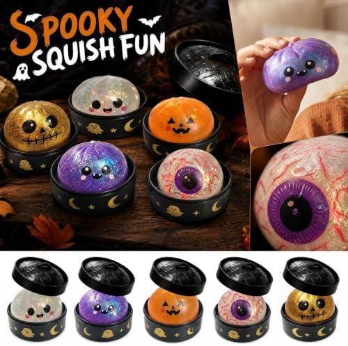 Halloween Dumpling Squishy Stress Relief Fidget Toys，#02-5pcs-3.35in