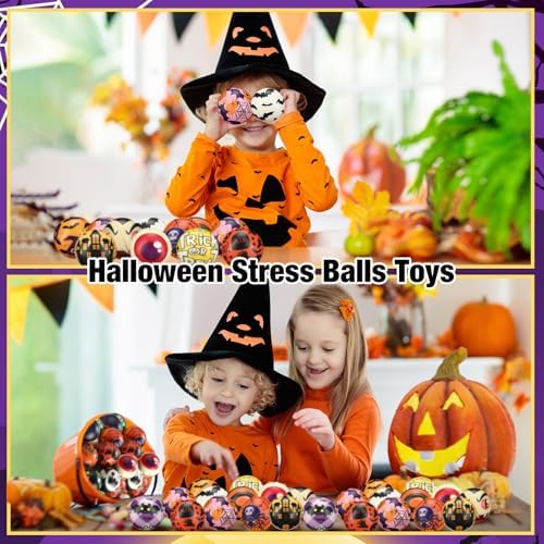 Yunsailing 108 Pcs Halloween Mini Sensory Fidget Ball 2.4" Relief Toys