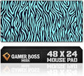 Gamer Boss - Gaming Mouse Pad - 48 x 24 Inches - 4mm Thick with Stitched Edges, Non-Slip Rubber Base, Premium Cloth Mousepad, Desk Mat for Laptop, Keyboard, Computer & PC (Mega, Blue Zebra)