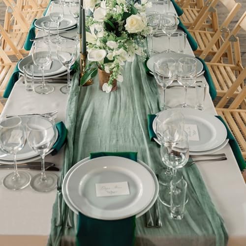 1 Pack Cheesecloth Table Runner 10Ft Christmas Gauze Boho Table Runners for Wedding Decor Bridal Shower Decorations Baby Shower Party(35" x 120")