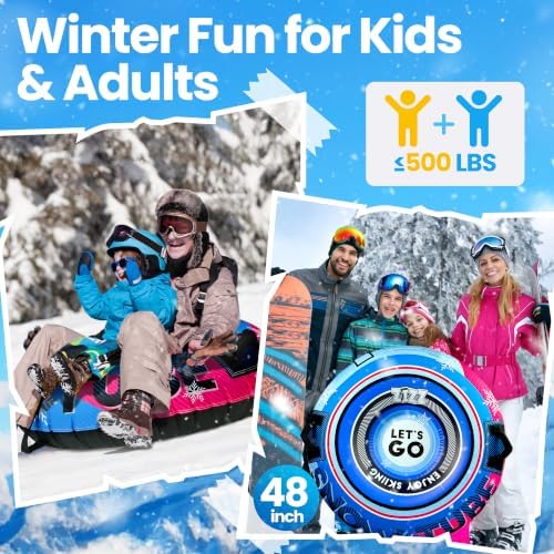 48" Snow Tubes for Kids Adults Sledding Heavy Duty with Canvas Cover