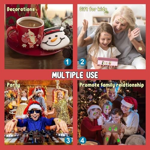 Partywind Christmas Temporary Tattoos for Kids Stocking Stuffers