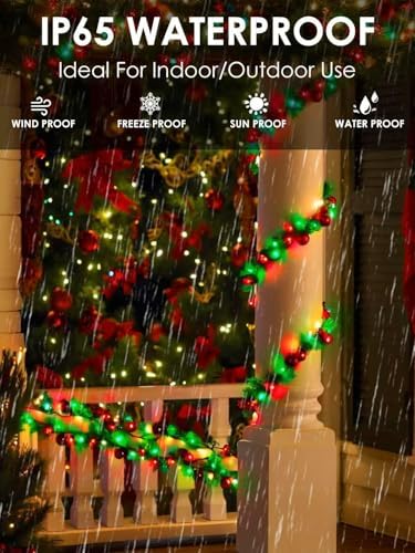 Solar Christmas Lights Outdoor 4 Pack 152FT 400 LED String Lights Red Green
