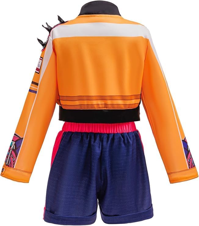 Girls Halloween Costume, Black and Yellow Polyester Top and Pants Set for Cosplay