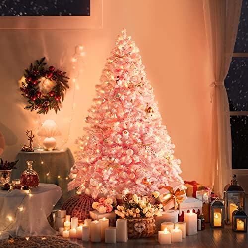 Yaheetech 4.5ft Pre-Lit Pink Artificial Christmas Tree with 100 Lights