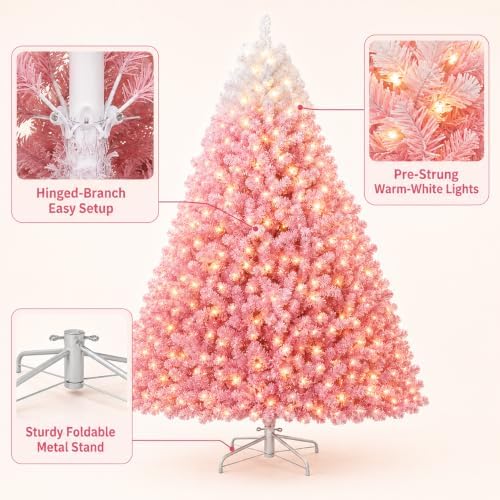 9ft Pre-Lit Artificial Christmas Tree, 600 Lights, 1918 Tips