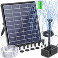 POPOSOAP 6.5W Solar Fountain Pump for Bird Bath Built-in 3000mAh Battery Backup, DIY Solar Water Fountain with Double-Layer Nozzles & Dry-Run Protection 5Ft Tubing for Ponds, Bird Bath, Water Features