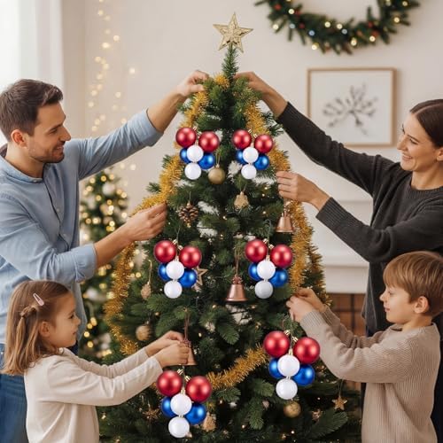 Roowest 4 Sets Jumbo Christmas Red White and Blue Ornaments Ball for Tree