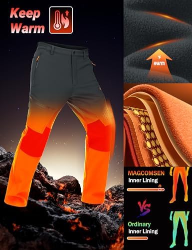 MAGCOMSEN Men's Snow Ski Winter Pants Waterproof Hiking Fleece Lined Pants
