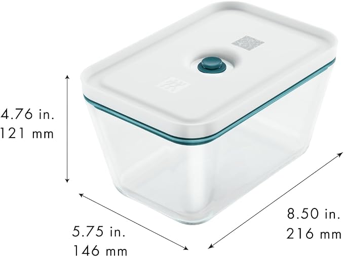 ZWILLING Fresh & Save Airtight Glass Food Storage Containers with Lids, Meal Prep Containers, Large, La Mer