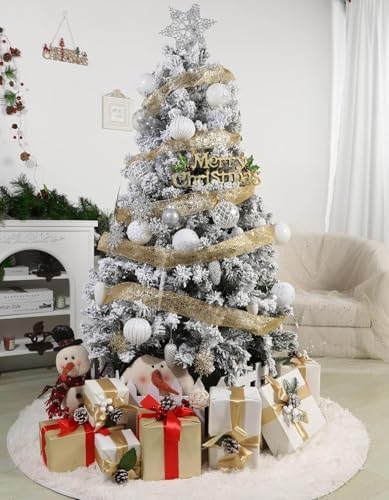 SHareconn 80mm Christmas Balls Ornaments,12PCS Colored Shatterproof Plastic Decorative Hanging Tree Decorations Baubles Set for Xmas Tree Decor Holiday Party Decoration with Lanyard,White&Silver