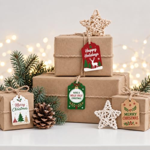 Christmas Gift Tags - 60 PCS Gift Tags for Christmas Presents with String