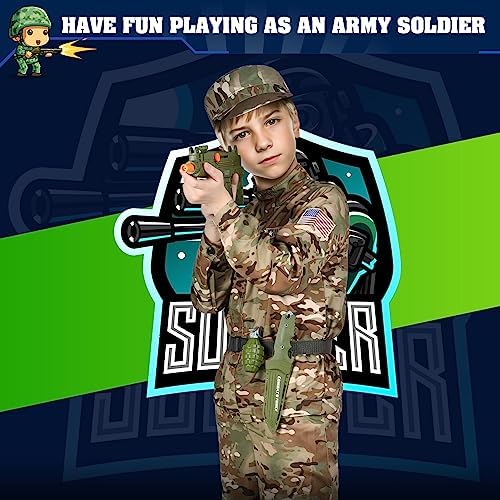 GIFTINBOX Army Costume for Boys, 13PCS Military Boys Halloween Costume