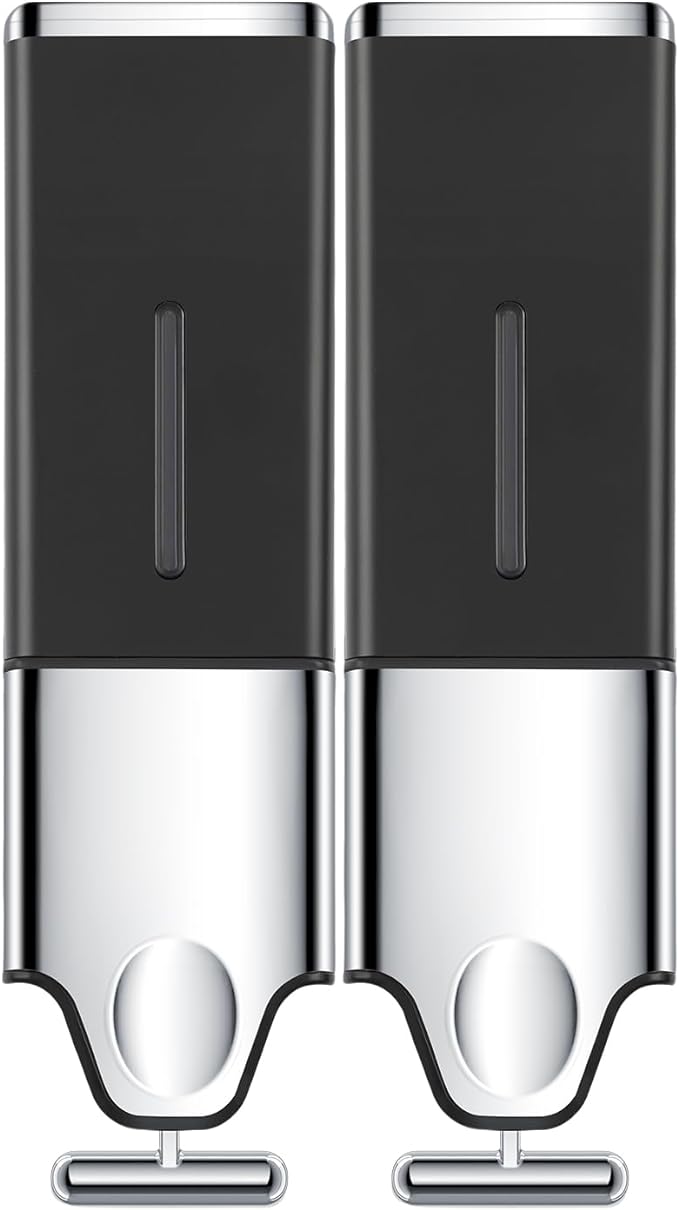 EHORIA Shampoo and Conditioner Dispenser,Shower Soap Dispenser | Shower Dispenser 2 Chamber No Drill,Wall Mounted Refillable Bottles,18.6oz 2 -in-1,Shower Accessories for Bathroom,RV&Hotel