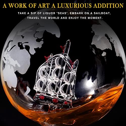 PONPUR Whiskey Globe Decanter, Gifts for Men Dad Him Christmas, Anniversary Birthday Gift for Husband Boyfriend Brother Grandpa, Unique Housewarming Presents Whisky Bourbon Decanter, 1000ml