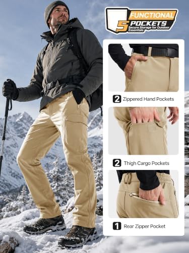 FREE SOLDIER Men's Outdoor Softshell Snow Ski Pants