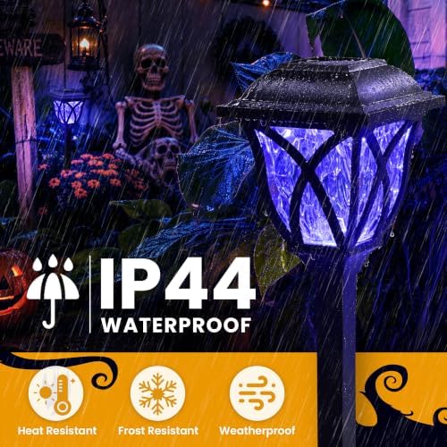 GIGALUMI Solar Halloween Lights Outdoor Decor, Solar Pathway Lights 6 Pack