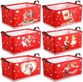 CHENGU 6 Pack Valentine's Day Storage Basket Vintage Valentine's Day Basket for Gift Collapsible Red Heart Holiday Decor Retro Large Bin Foldable Waterproof Box with Handle for Bedroom Laundry Nursery