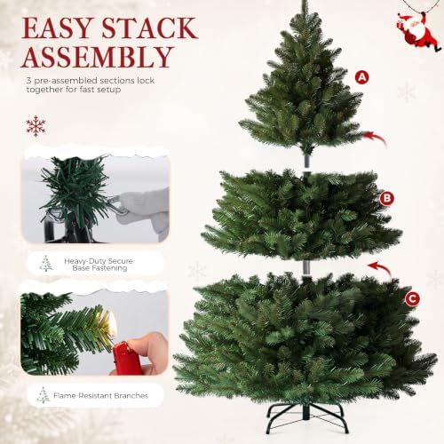 CASA CLAUSI 6ft Artificial Christmas Tree Unlit Pine Xmas Tree,Olive Green