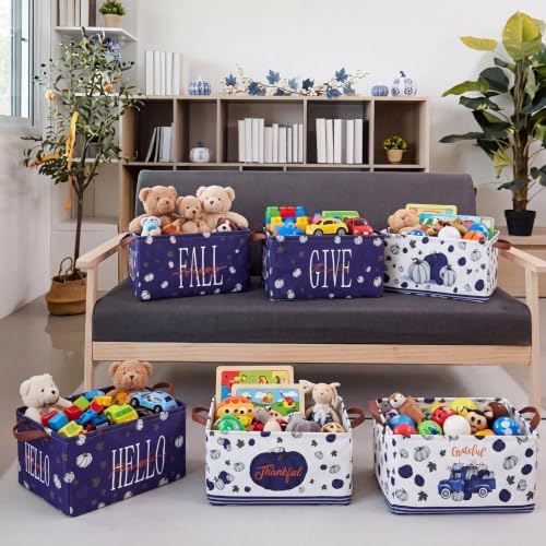 CHENGU 6 Pack Fall Storage Bins Collapsible Autumn Pumpkin Baskets for Gift