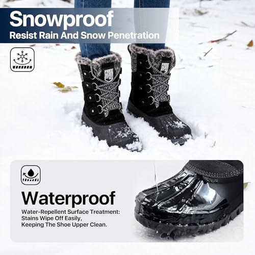 FREE SOLDIER Women's Waterproof Winter Cold Weather Snow Boots for Women Outdoor Fashion Duck Boots Comfortable Insulated