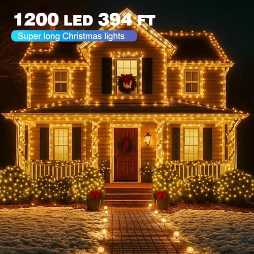 394FT Warm White Christmas Lights, 1200 LED Outdoor String Light