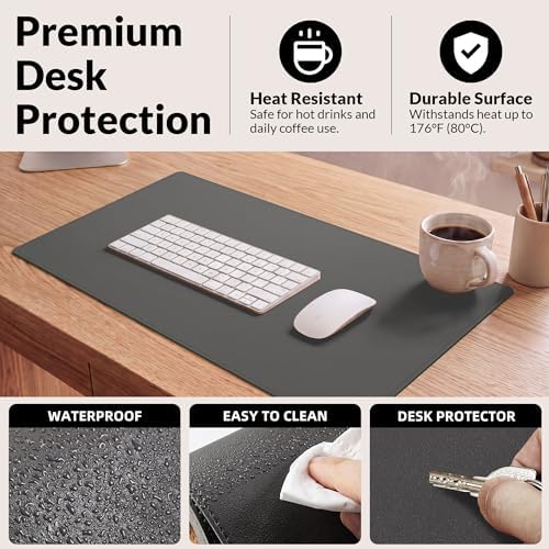 AFIING Cork Desk Mat, Dark Grey, 35.4" x 17",Desk pad Protector