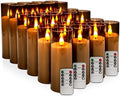 YOROXRG Halloween Decoration Flickering Flameless Candles Battery Operated Timer Led Pillar Candles with Realistic Moving Wick Candles for Home Decor 24 Pack (D2.2 xH 5" 6" 7")(Grey)