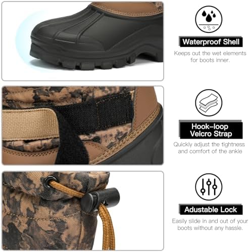 Kricely Men's Snow Boots Waterproof Non-Slip Outdoor Hiking Athletic Warm Fur Boot Comfortable Causual Cold-Weather Boots