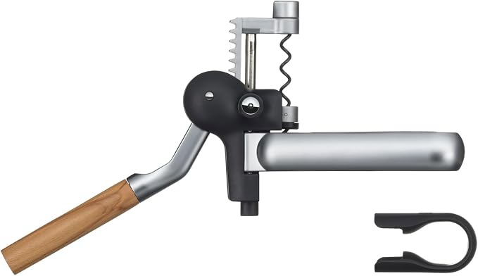 WMF Baric Lever Corkscrew Wine Opener, 19 x 11 x 15 cm, Die-cast Metal and Beech Wood, Effortless Operation, Wine Bottle Opener