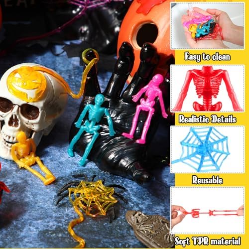 Lenwen 300 Pcs Halloween Stretchy Toy Sticky Hand Toy Bulk, Halloween Style