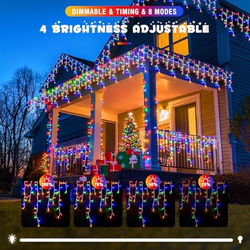 JMEXSUSS 800 LED Christmas Icicle Lights Outdoor Plug in