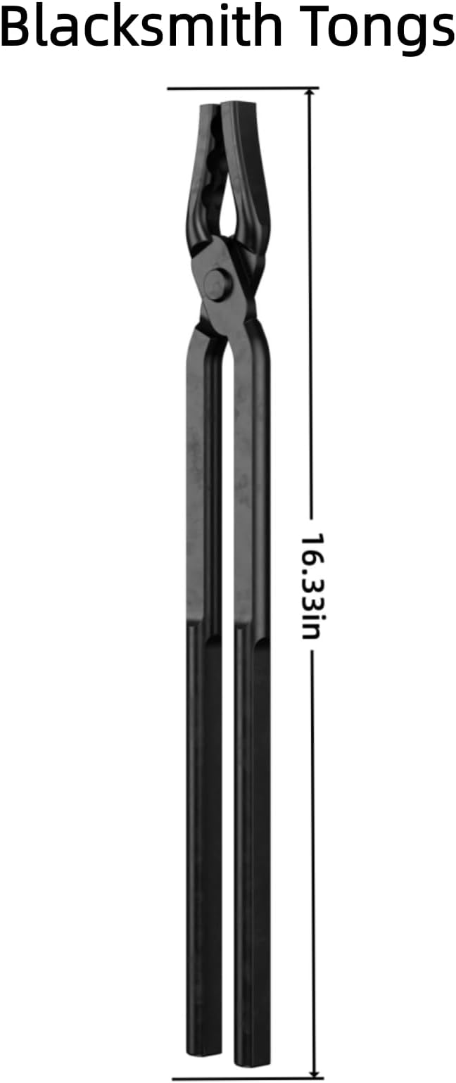 Wolf Jaw Blacksmith Tongs - High Carbon Steel Single Assembled Forging Tongs for Metalworking, Knife Making & Forge Equipment