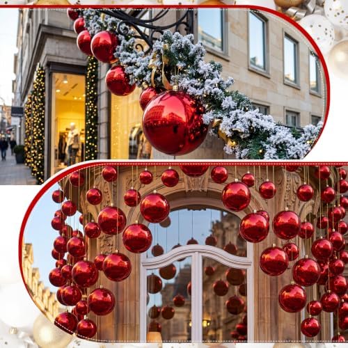 Threan 12 Inch Large Burgundy Shiny Christmas Ball Ornaments