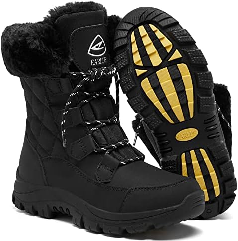 EARLDE Women's Snow Boots Waterproof Mid-Calf Winter Boots