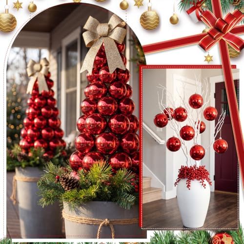 Threan 8 Inch Large Burgundy Shiny Christmas Ball Ornaments