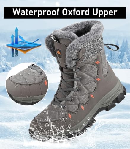 ziitop Men's Winter Snow Boots Waterproof Warm Fur Lined Insulated Boots
