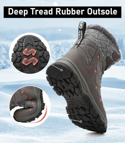 ziitop Men's Winter Snow Boots Waterproof Warm Fur Lined Insulated Boots