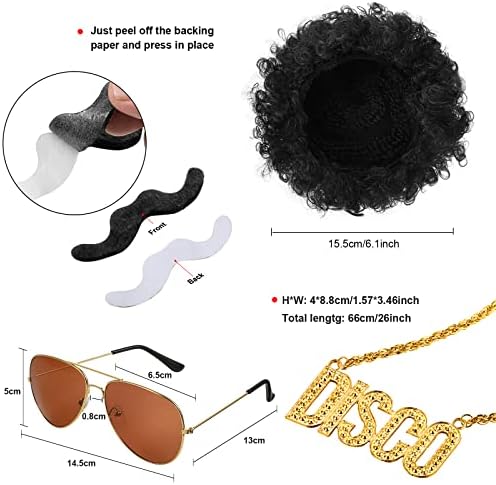Mepase 6 Pcs Men 70s Disco Outfit Bell Bottom Pants Wig