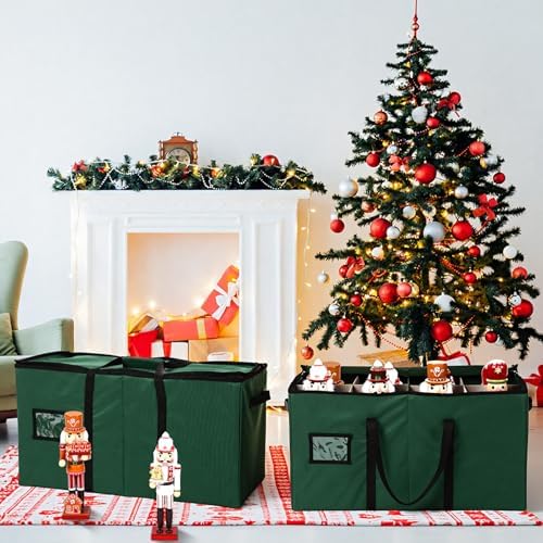 Soaoo 3 Pcs Christmas Nutcracker Storage Boxes,Green
