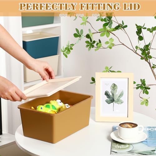 Menkxi 4 Pcs Storage Bins with Lids, Mixed Color, Small