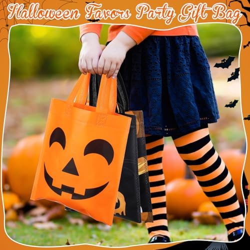 Sweetude 120 Pcs Halloween Tote Bags Bulk Halloween Trick Treat with Handle