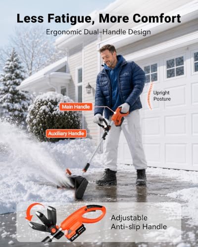 VOLTASK 24V Cordless Electric Snow Shovel, 13-Inch Brushless Snow Blowers