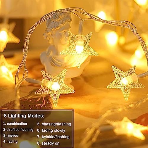 Minetom 33ft Plug in Star String Lights with Remote and Timer