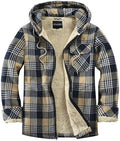 Elesuit Men's Full Zip Fleece Flannel Jacket Shirt Plaid Cotton Hoodie Coat