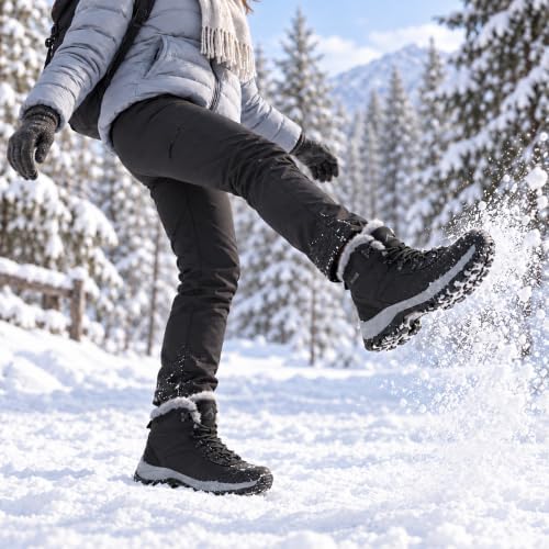 CC-Los Women's Ankle Hiking Winter Snow Boots Faux Fur Lined Warm