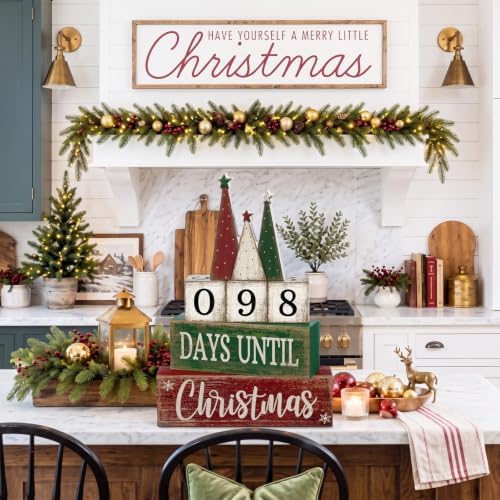 Moucuny 6 Pcs Christmas Countdown Decorations, Christmas Table Decor Home